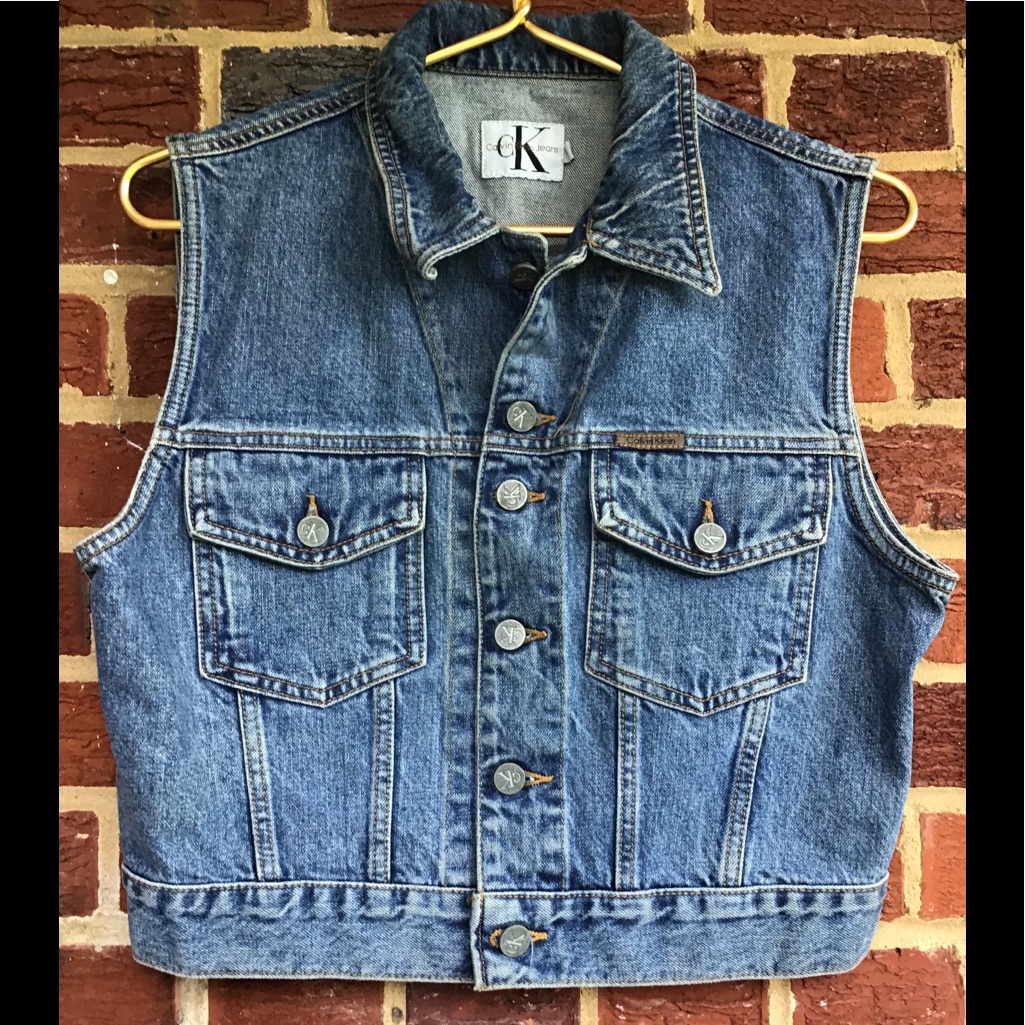 Calvin Klein Vintage Denim Sz M Cropped Vest